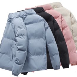 Men's Down Parkas Cotton Padded Coat Men Women Parkas Jacket Unisex Windbreaker Loose Fit Beige Korean Solid Color Cold Blouse Y2K Clothing 230920