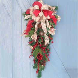 Christmas Decorations Candy Red Berries Wreath For Doors Wall Decor Christmas Ornaments Artificial Pine Cones Tree Wreath Christmas Decoration HKD230921