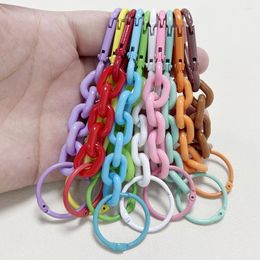 Keychains 5pcs Lot 12 Colours Cute Key Chain Candy Colour Carabiner Buckle Set Of Chains Split Rings Handmade DIY Accessories