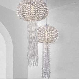 Pendant Lamps Vintage Luxury Crystal Chandelier LED Warm White Dimming Lighting Dining Room Bedroom Decor Creative Jellyfish Design Fixture