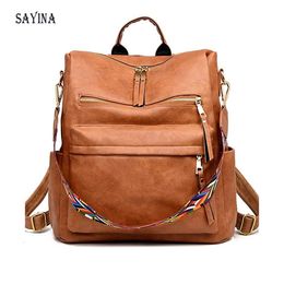 School Bags 2023 Vintage Backpack Women High Quality Leather Large Capacity for Teenage Girls Travel Backpacks 230921