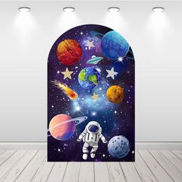 Party Decoration Outer Space Arch Cover Po Backdrop Boys Baby Shower Birthday Double-Sided Pography Background Fabric