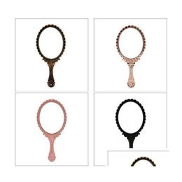 Mirrors Romantic Vintage Lace Hand-Held Mirror Bronze Gold Black Pink Makeup Cosmetic Tool 4 Colors Sn2604 Drop Delivery Home Garden Dhhqh