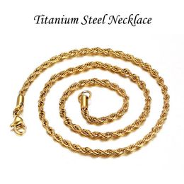 Unisex Classic Jewelry Women Collar Joyas Genuine Titanium Steel Silver Gold Men Fashion ed Braided Chains Necklace 3mm261I