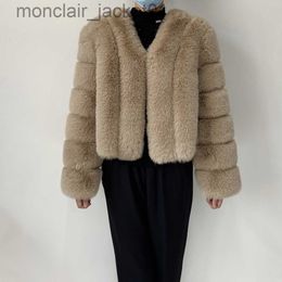 Women's Fur Faux Fur 2023 New Style Women Faux Fur Coat Faux Fox Fur Jacket Fox Fur Short Style Clothing Full Length Sleeve Female Coat J230921