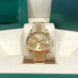 A brand new Original Box Wristwatch Bracelet Watch 40mm President 228238 Champagne Roman Gold Watch Box224V