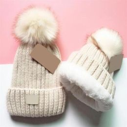 Whole High quality Winter caps Hats Women and men Beanies with Real Raccoon Fur Pompoms Warm Girl Cap snapback pompon beanie 6243M