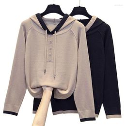 Women's Sweaters Black Grey Hoodies Korean Style Fashion Pullovers For Ladies Sweater 2023 Clothes Tops Blouse Female