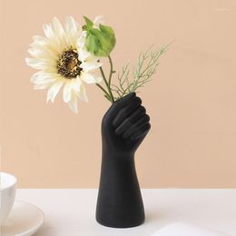 Vases 1Pcs Nordic Style Hand-shape Flower Exquisite Bottles Pen Container Resin Craft Living Room Bedroom Home Office Decor