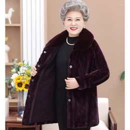 Women's Fur Elderly Grandma's Winter Jacket High-quality Thicken Warm Coats Noble Mother Imitation Mink Overcoat Women Jackets 5XL