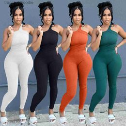 Women's Jumpsuits Rompers Jumpsuit Women Y2k Streetwear Ribbed Elegant One Piece Clothes for Women One Shoulder Romper Sleeveless Bodysuit Sexy Overalls L230921