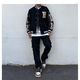 Men's Jackets Winter For Men Y2k Hip Hop Patchwork Leathers Casual Bomber Unisex Varsity Jacket Streetwear Baseball Coats