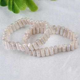 Strand 4-6 9-10mm Cylinder-shaped Natural Freshwater Irregular Shape Baroque Pearl Bead Bracelet Women