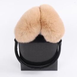 Berets Natural Real Rex Fur Women Earmuffs Winter Fashion Girls Earmuff Russian Plush Genuine Earflaps