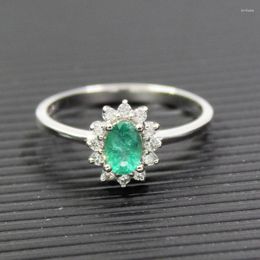 Cluster Rings Classic Diana Princess Wedding Ring Natural Emerald Gemstone 4 6mm 0.5 Ct Solid 925 Sterling Silver Jewelry