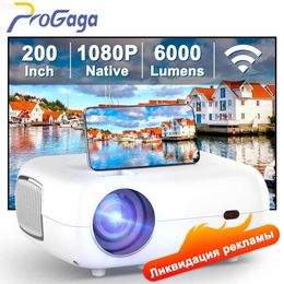 Projectors Progaga PG500 Beamer Portable Projector Real 1080P Full HD 200 Inch 6000 Lumens Wifi Support 2K 4K Home Projector Beamer L230923