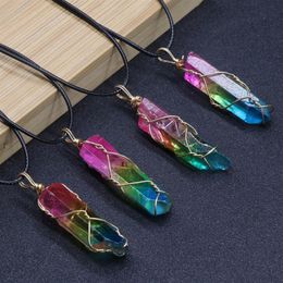 Women' Fashion Necklace Chakra Reiki Healing Stone Crystal Quartz Tree of Life Pendants Pendulum Rainbow DIY Druzy Jewellery Gi212D