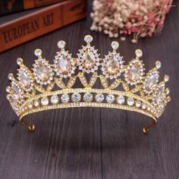 Hair Clips KMVEXO Baroque Vintage Blue Crystal Bride Crowns 2023 Women Headdress Bridal Tiaras Wedding Jewellery Accessories Diadem Gift