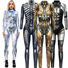 Catsuit Costumes Future Robot Punk Gothic Jumpsuit Catsuit Sexy Women Cosplay Costumes Zentai Halloween Bodysuit