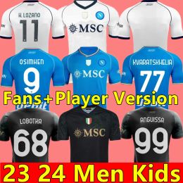 23 24 Maglia Napoli Soccer Jerseys Naples OSIMHEN KVARATSKHELIA ANGUISSA MARADONA SsC Halloween Third 2023 2024 Kids Kit Fans Player Football Shirt