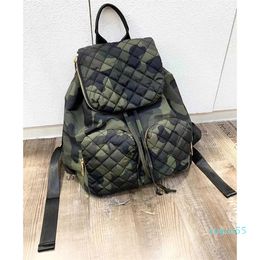 High Capacity Flap Drawstring Backpack Autumn winter Lingge Casual Versatile Nylon Fabric Lightweight Travel Backpack for Women