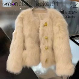 Women's Fur Faux Fur Autumn Winter O-neck Single-breasted Short Fur Coat Fashion Thick Warm Long Sleeve Faux Fox Fur Coat Streetwear Women Clothing J230921