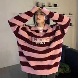 Women's Sweaters Deeptown Preppy Style Striped Pink Jerseys Women Harajuku Vintage Oversize Sweater Knitted Top Korean Streetwear Letter Pullover J230921