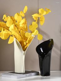 Vases Ceramic Vase Ins Style High Beauty Wide Mouth Dry Flower Arrangement Cream Household Minimalism Decoration