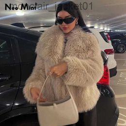Women's Fur Faux Fur Chic Ins Blogger Brand Fashion Fake Fox Fur Jacket Coat Women 2023 Winter Luxury Design Big Collar Fur Coats Cool Girls Overcoat J230921