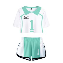 Anime Haikyuu Cosplay Costume Aoba Johsai High School Volleyball Club Oikawa Tooru Tracksuit Women Two Piece Set Tops and Shorts223I