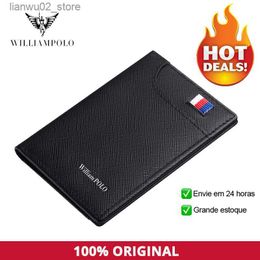 Money Clips WILLIAMPOLO Men's Wallet 6 Card Holders Purse For Men Leather Luxury Credit Card Wallet Male Small Purse Gift For Husband Black Q230921