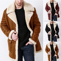 Mens Leather Faux Fur Integrated Coat Large Overcoat Autumn Winter Thickened European Style Long Sleeve 230921