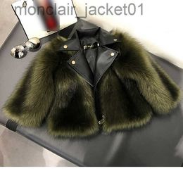 Women's Fur Faux Fur Faux Fox Fur Children Leather Coat Autumn And Winter 2020 Motorcycle Girls Fashion Fur Jackets Kids Leather Tops Clothes 2-14T J230921