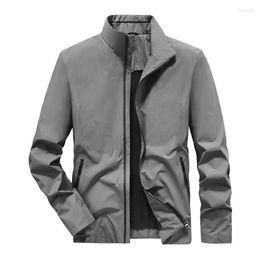 Men's Jackets 2023 Stand Collar Casual Solid Fashion Slim Bomber Jacket Men Overcoat Zipper Baseball M-4XL Business Tops