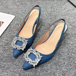 Slippers 2023 Summer Pointed Back Strap Solid Color Thin Heel Women s Sandals Comfortable High Single Shoe Women 230921