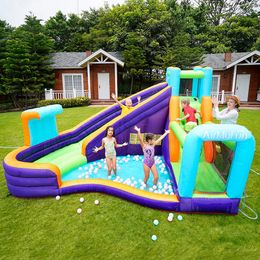 Home Water Slide for Kids Outdoor Play Inflatable Playhouse Water Park Playground Castle with Pool for Party Children Summer Amusement Fun Games Birthday Gifts Toys