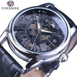 Forsining Official Exclusive Roman European Retro Wave Design Classic Transparent Mens Automatic Watches Top Brand Luxury349C