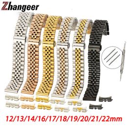 Watch Bands Solid Stainless Steel WatchBand 12mm 13mm 14mm 16mm 17mm 18mm 19mm 20mm 21mm 22mm Universal Strap Curved End Wristband Accessory 230920