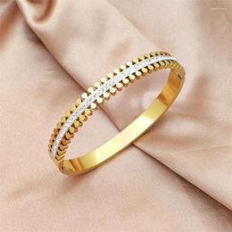 Bangle 316L Stainless Steel Simplicity Zircon Two Rows Of Round Nails Bracelet Ladies Fashion Trend High Jewelry Accessories Party Gift