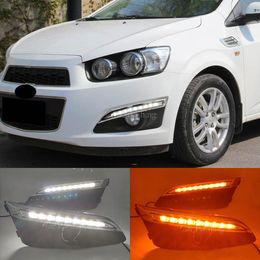 Car LED For Chevrolet Chevy AVEO Sonic 2011 2012 2013 DRL Daytime Running Lights Daylight With Turn Signal fog lamp cover