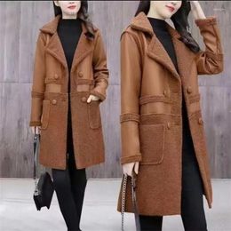 Women's Leather 2023 Winter Women Fur Vest Fat Sister Loose Female Clothing Vintage Velvet Thick Coat Warm Mid-length Waistcoat WommenA856