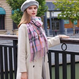 Scarve Thicken Winter Scarf Stripe Plaid Fashion Warm Autumn Long Cashmere Scarves Wraps Elegant Tassels Design Cape 230921