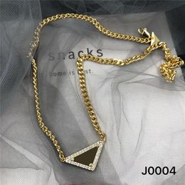 Trendy Triangle Diamond Designer Necklaces Letter Printed With Stamps Necklace Chain Rhinestone Women Collar Gift2893