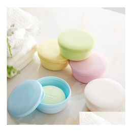 Soap Dishes Dish Box Bathroom Sealed Soap-Case Holder Container Wash Shower Home Round Travel Supplies Sn2696 Drop Delivery Garden B Dhipq