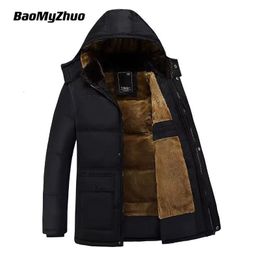 Men's Down Parkas Winter Warm Down Jacket Coat Men Vintage Luxury Oversize Hooded Solid Colour Lambswool Thick Padded Jackets Outerwear 230920