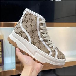 New Product 2024 Tennis Treck 1977 Designer Shoes High Top Sneakers Beige Brown Men Luxury Designers Sneaker Fashion Canvas Tennis Shoe Fabric Trims 5cm Thick Sole Sh