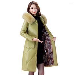 Women's Leather Haining Womens Winter Coat Thick Down Jacket Middle-aged And Elderly Mothers Wear Long Large Size Sheepskin