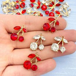 Charms 10Pcs Fine Clear Crystal Cherry For Making DIY Fashion Jewellery Findings Sweet Earrings Pendants Necklace Accessories