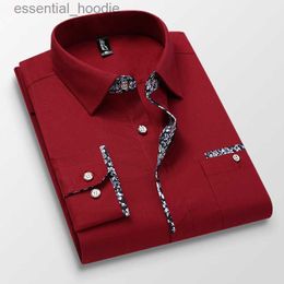 Men's Dress Shirts TFETTERS Men Shirt Spring Autumn Korean Long Sleeve Shirt Button Turn Down Collar Pocket Design Anti-wrinkle Oversized 5XL L230921