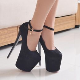 Dress Shoes Spring Fashion Women's Super High Heels (19cm & 22cm) Thin Women Pumps Platform Lady Sexy Flock